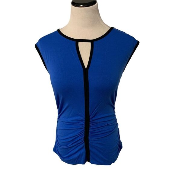 Vince Camuto Blue Top With Black Detail Sz S - Picture 1 of 6